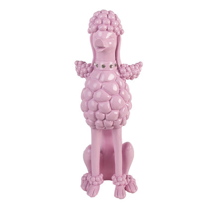 Decoratie Beeld Hond Poedel 13x17x33 cm Roze Kunststof