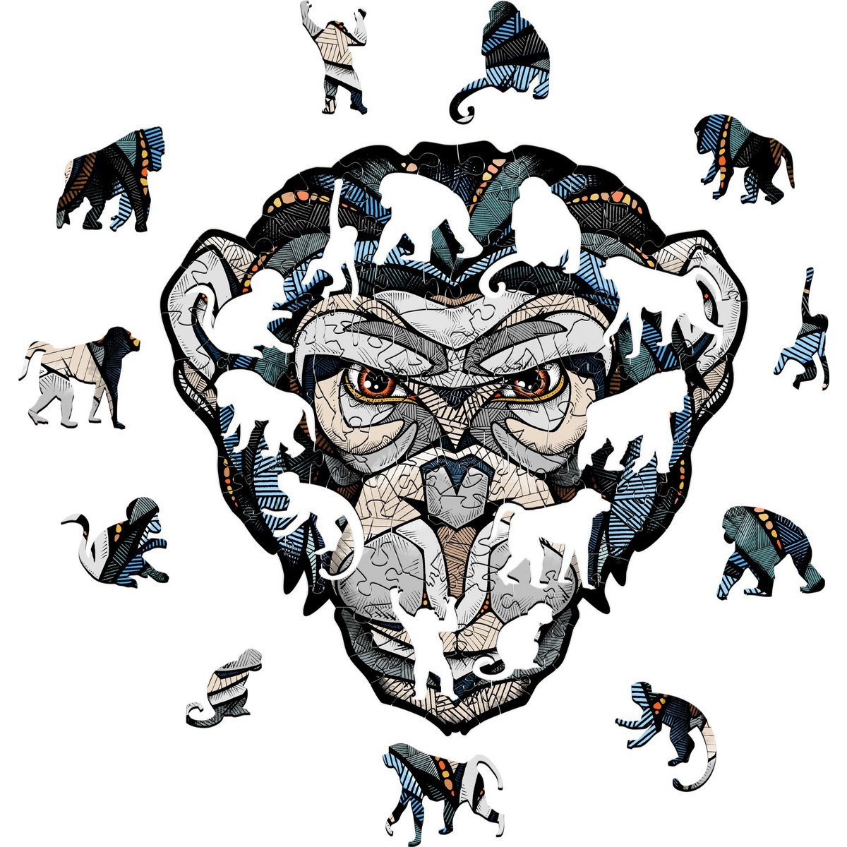 Eco Wood Art EWA Houten Legpuzzel Chimpansee L 39,7 x 39,2 cm