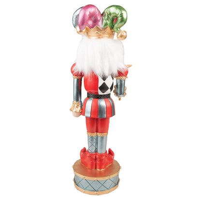 Kerstdecoratie beeld Harlekijn 38 cm rood blauw kunststof