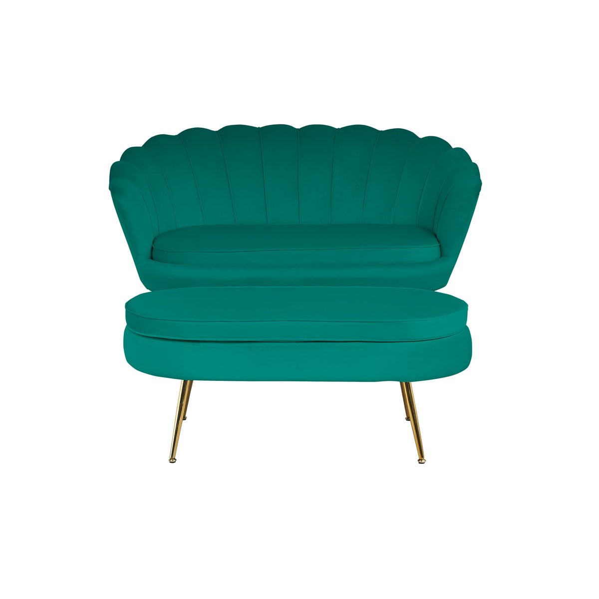 Poef ovaal fluweel groen 99x44x40 cm