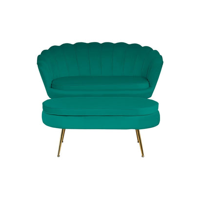 Poef ovaal fluweel groen 99x44x40 cm