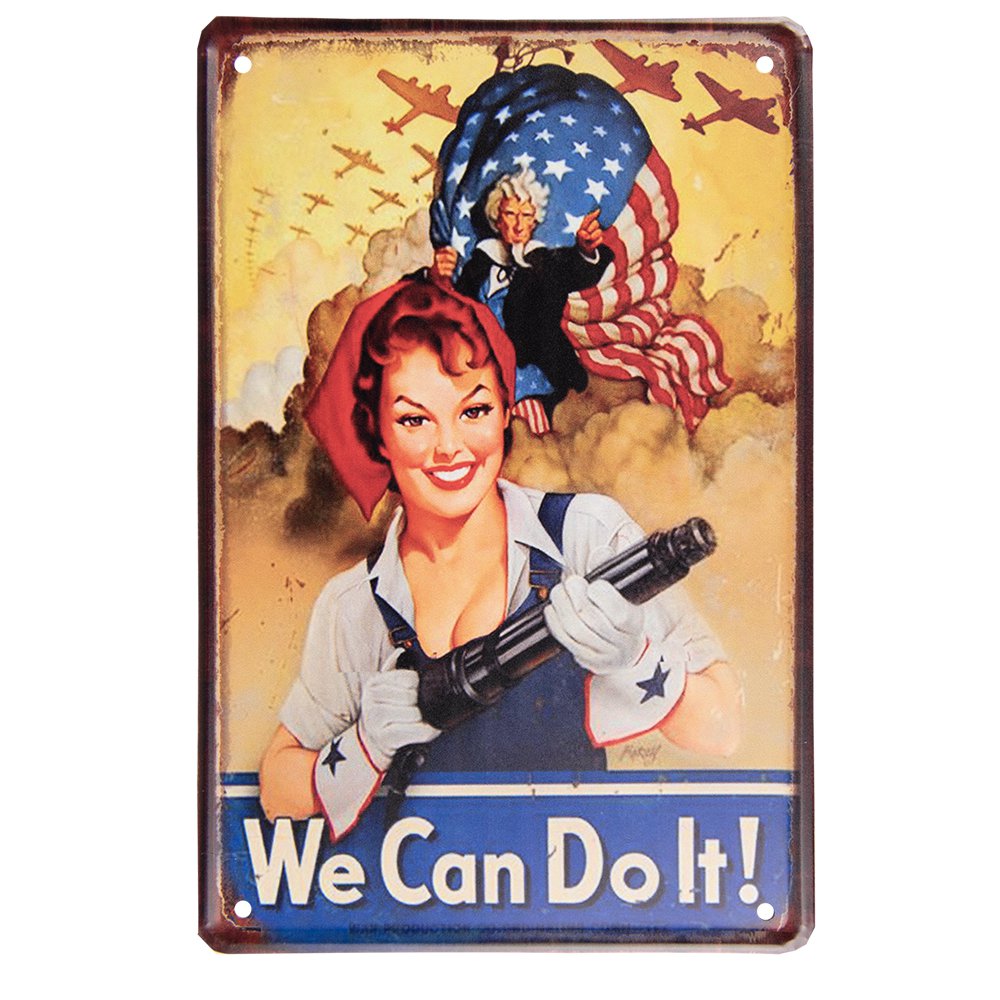 Wanddecoratie metaal 20x30 cm geel blauw
