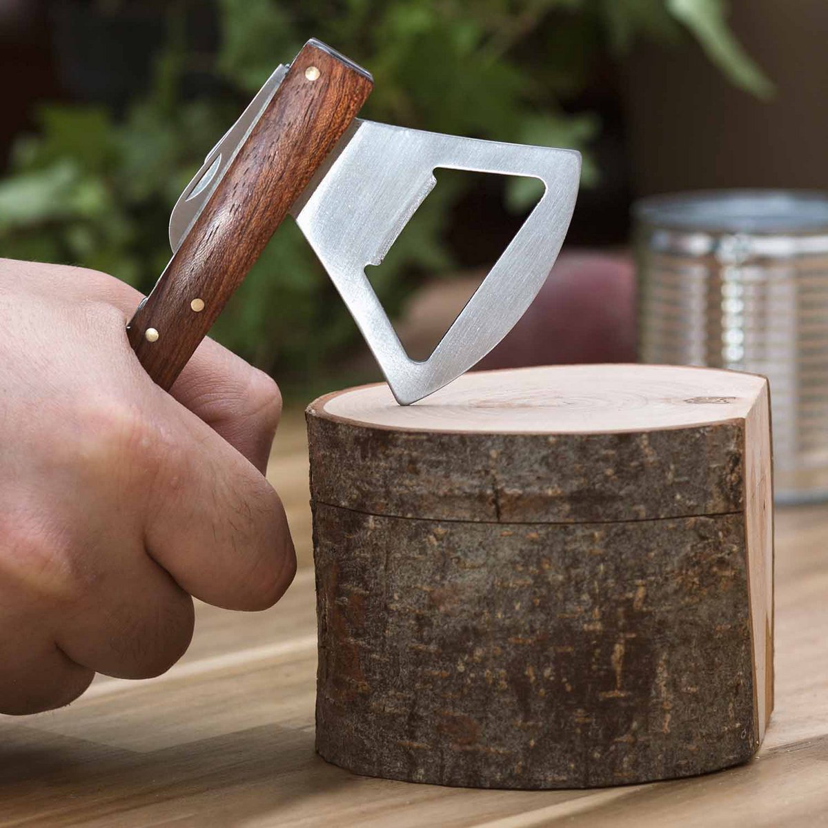 Multitool bijl kurkentrekker 5-in-1 metaal hout