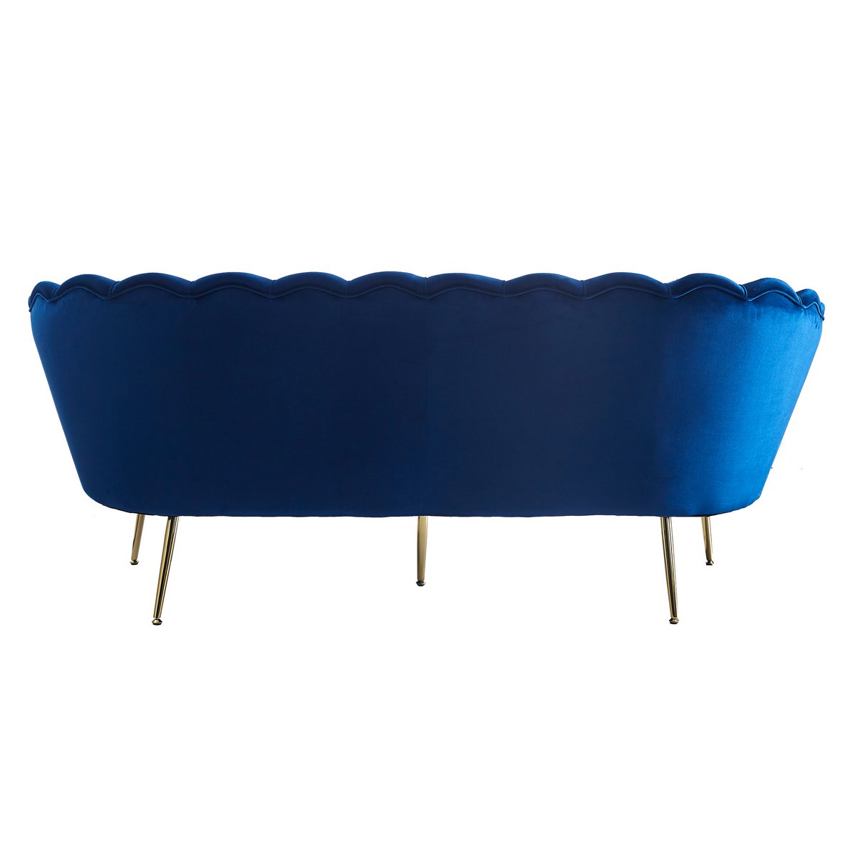 Kuipbank 3-zits donkerblauw fluweel goud frame 180 cm