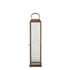 Lantaarn glas metaal antiek messing look 12x12x49 cm