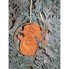 Hangdecoratie sneeuwpop Ø 10 cm metaal patina