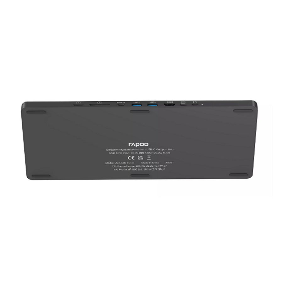 Rapoo Uck-6001 Ultraslim Keyboard 8In1 Usb-C Multiport Hub Zwart