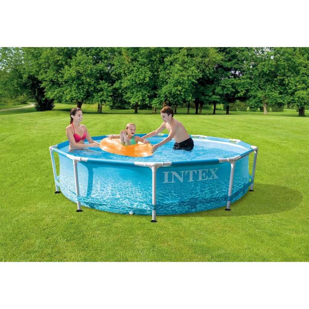 Intex 28208Gn Beachside Metal Frame Zwembad + Filterpomp 305X76 Cm Blauw