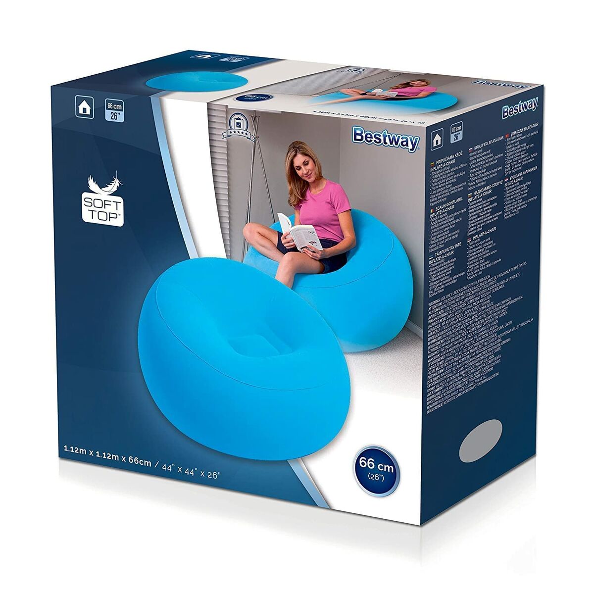 Bestway Gigantisch Opblaasbare Stoel Fashion Kleuren Assortiment 112X112X66 Cm Binnen 75052