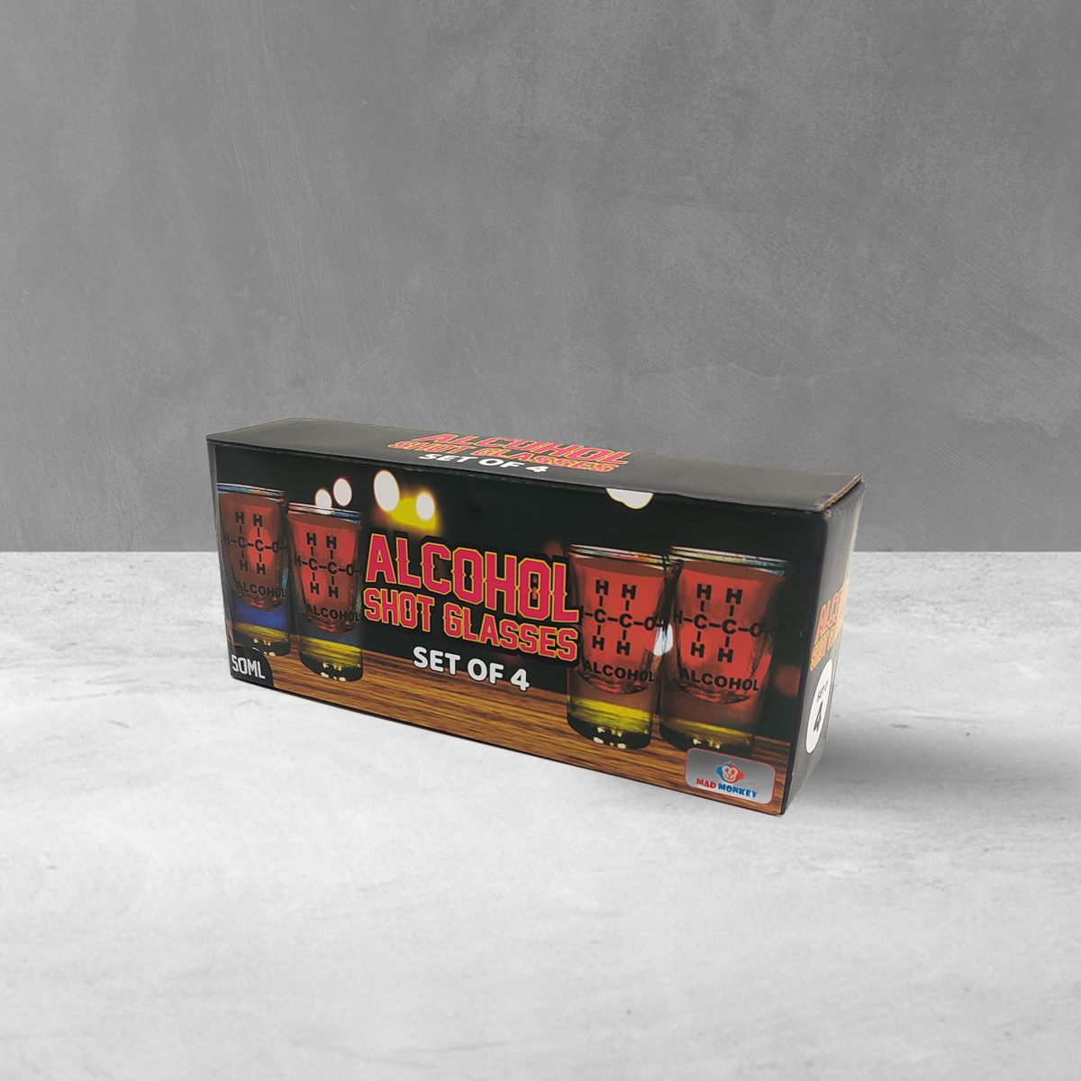Mad Monkey - Shot Glasses with Alcohol Formula (set of 4)
