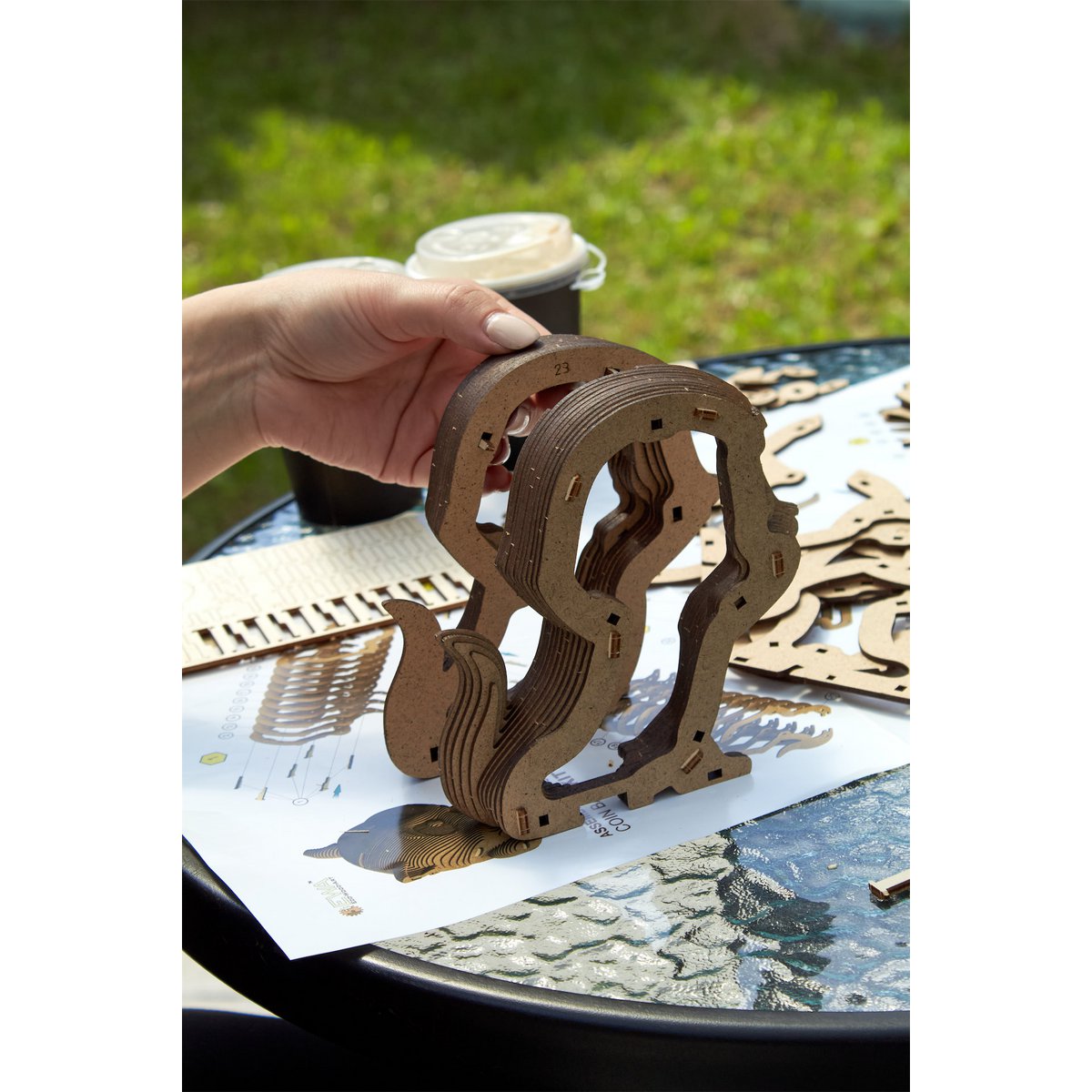 Houten bouwset spaarpot kat 13,6x12,7x14,1 cm