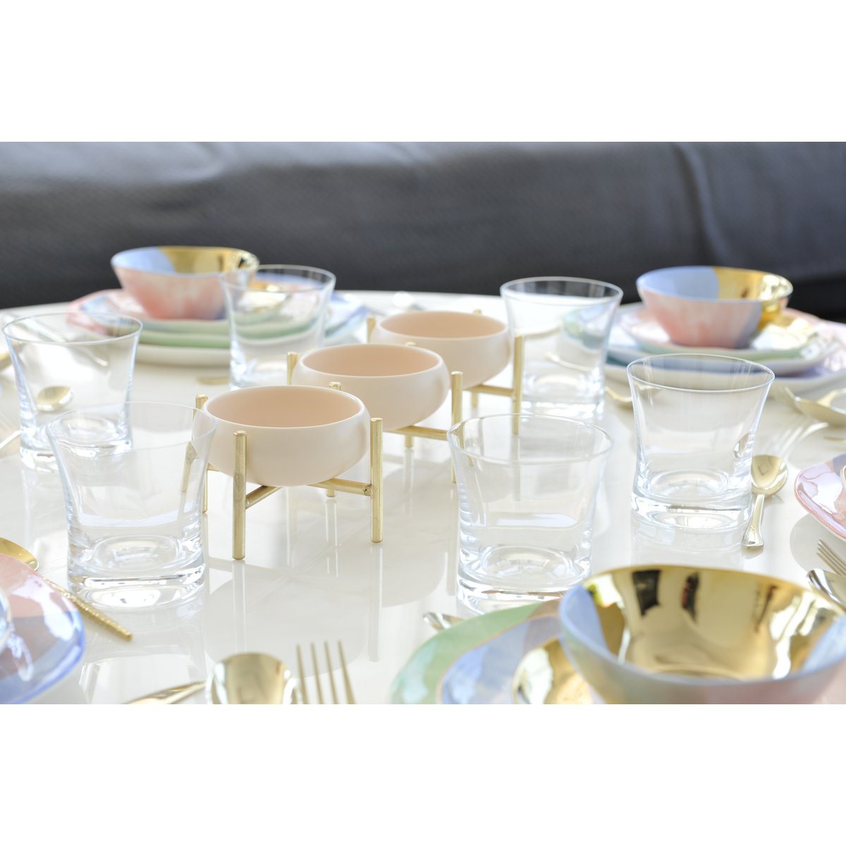 Aperitiefschaal 3 compartimenten beige goud