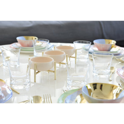 Aperitiefschaal 3 compartimenten beige goud