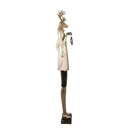 Kerstdecoratie hert 27x21x160 cm beige kunststof