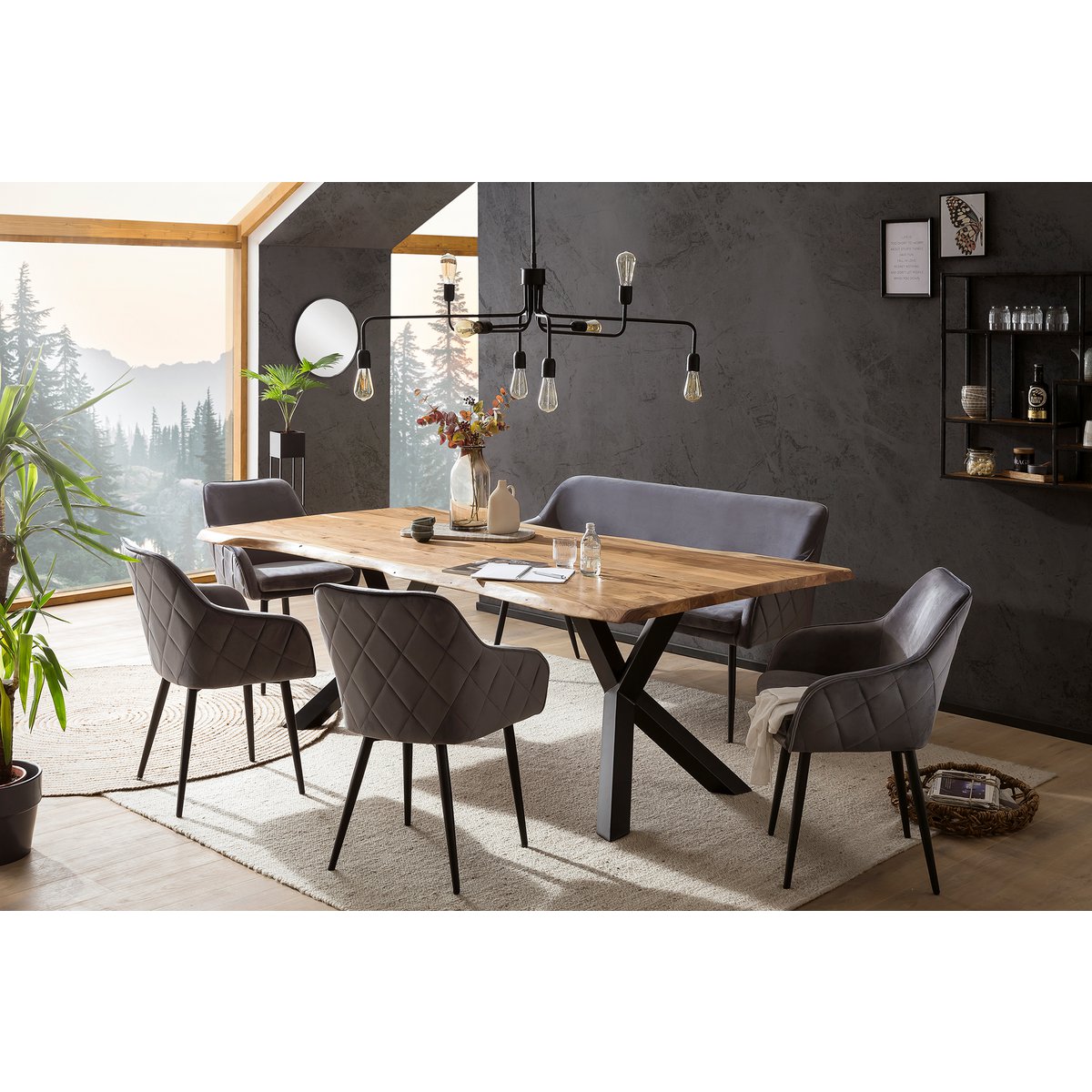Eettafelset massief acaciahout 200x100cm