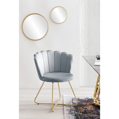 Kuipstoelen set van 2 lichtgrijs fluweel goudkleurig frame