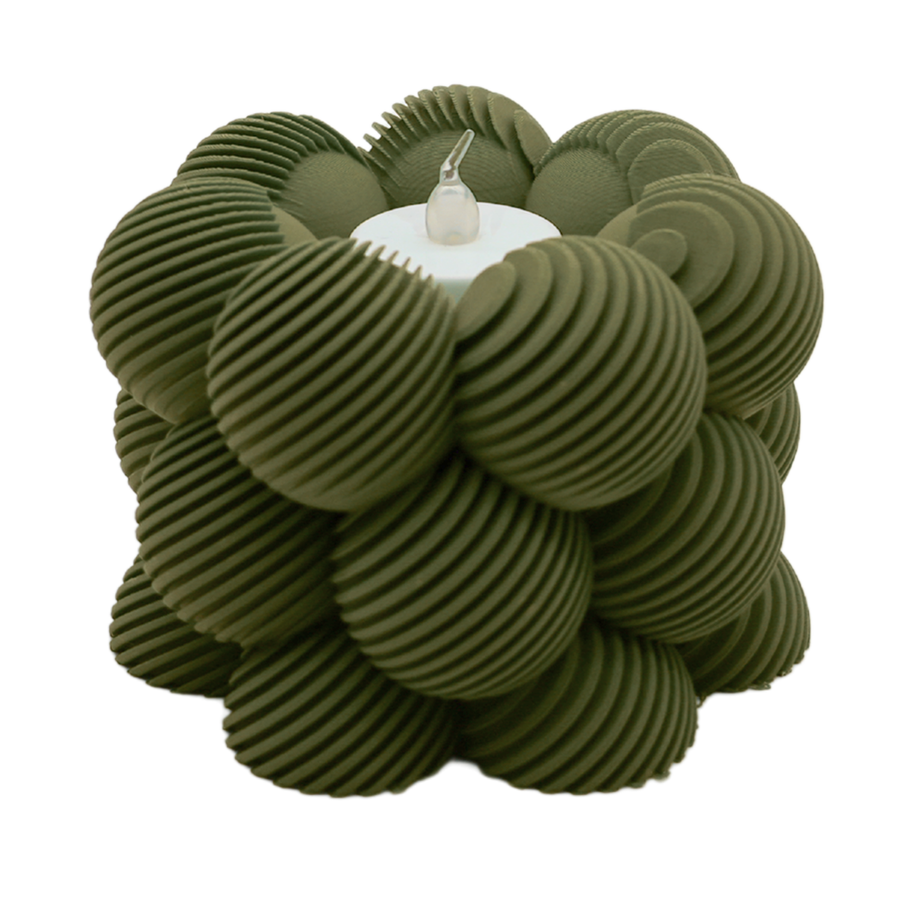 LED Tealight Holder Bubble Slanted Striped - 3D Printed - Sustainable PLA - Suitable for LED Tealights