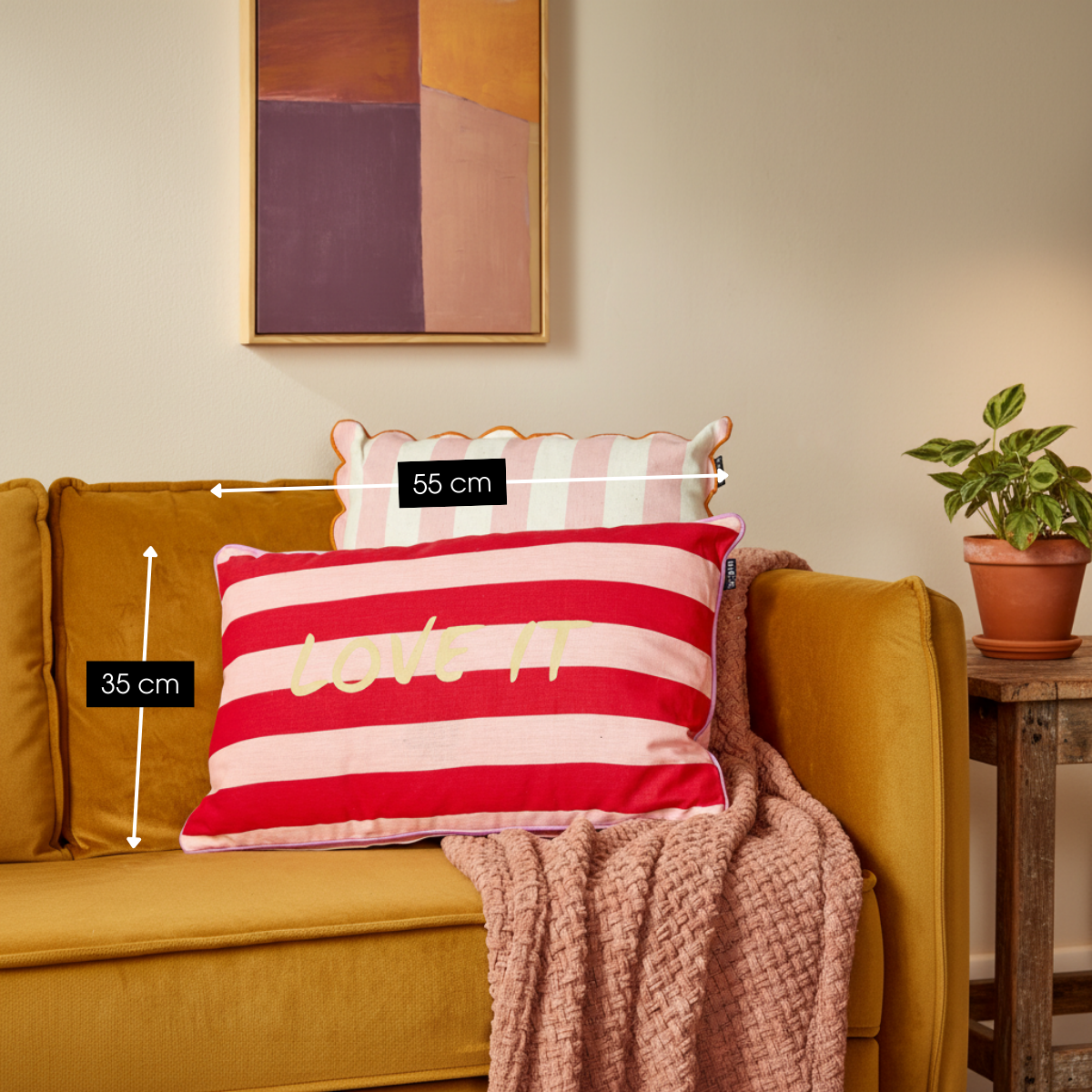 Sierkussen 55x35x10 cm rood roze