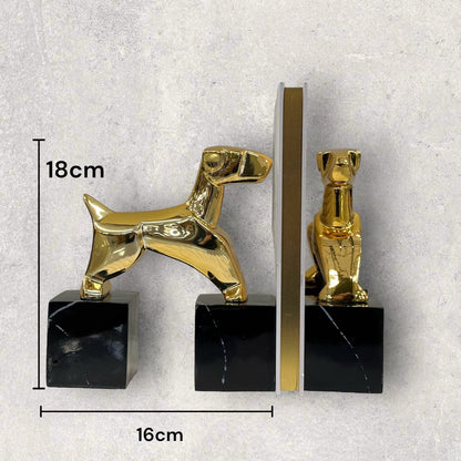 Boekensteunen terrier chroom aluminium marmer set van 2
