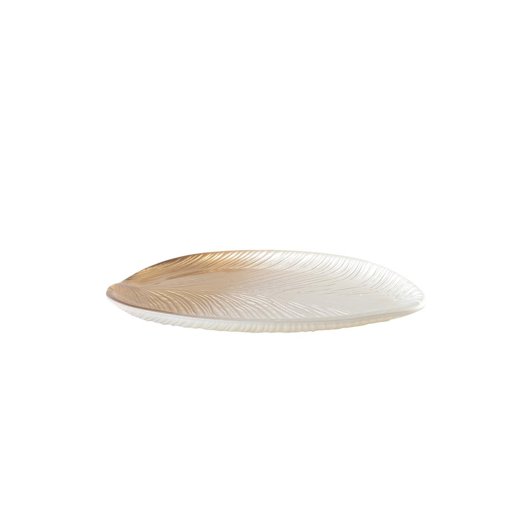 Gouden blad 30x14x2 cm glas
