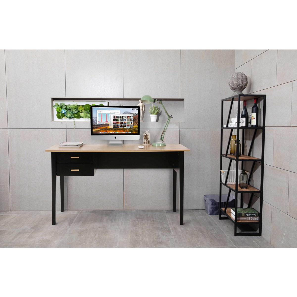 Schrijftafel 140x60x75 cm bruin zwart MDF hout