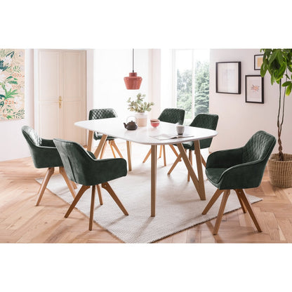 Eettafel 180x90x76 cm mat wit eiken