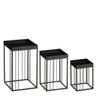 Bijzettafel set 3 stuks zwart ijzer