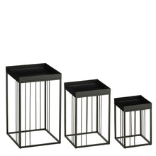 Bijzettafel set 3 stuks zwart ijzer