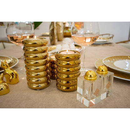 Zout en peper strooiers kristal goud 4x4x8 cm