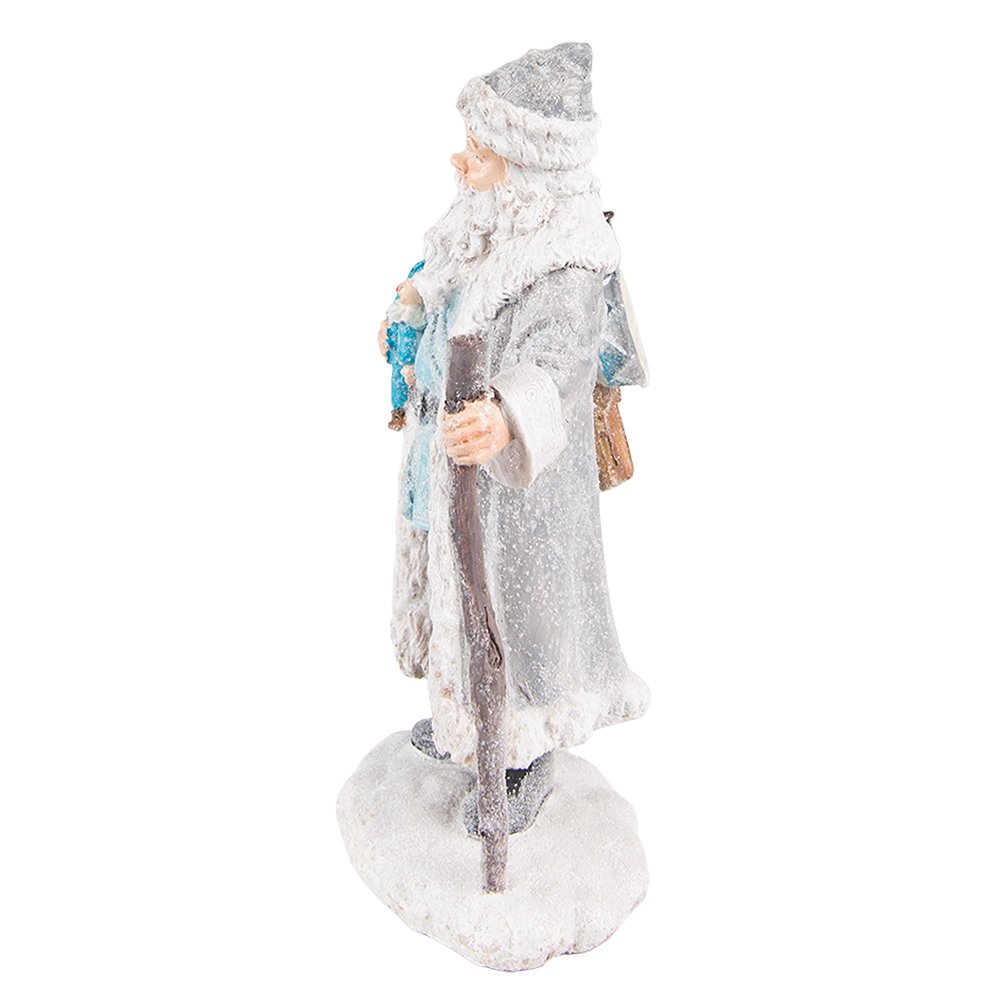Santa Claus Figurine 21 cm Grey Blue Plastic Christmas Decoration