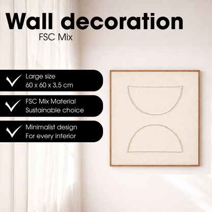 Wanddecoratie 60x60x3.5 cm beige polyester