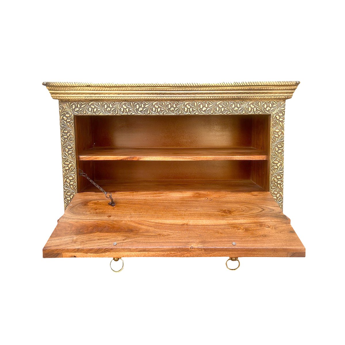 Schoenenkast 83x53x40 cm acacia metaal kleurrijk