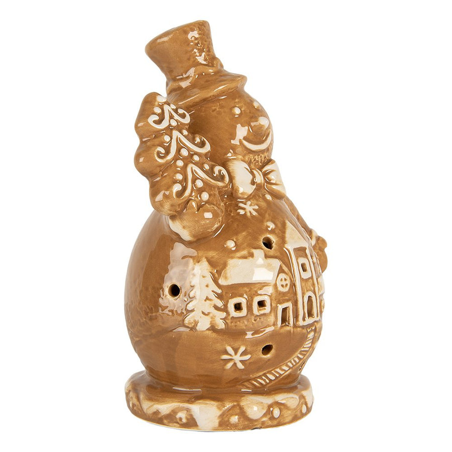 Sneeuwpop 11x8x16 cm bruin keramiek