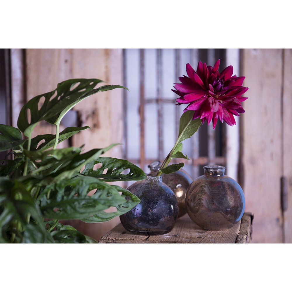 Vase Ø 10x10 cm Brown Glass Glass Vase
