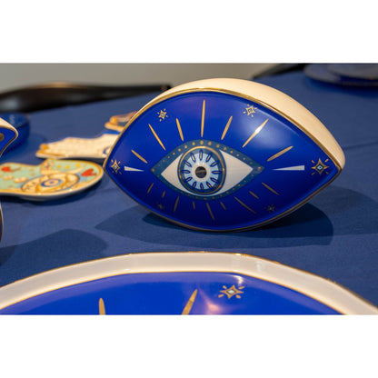 Decoratief oog 20x12x13,5 cm keramiek donkerblauw