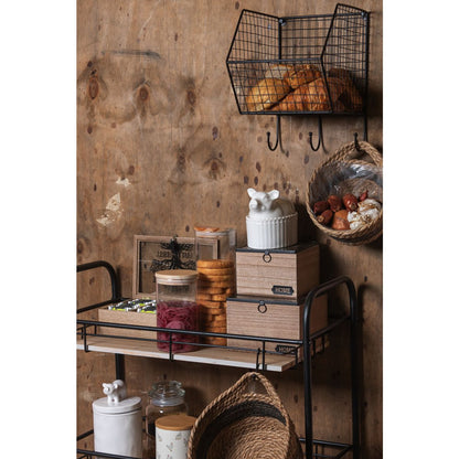 Opbergbox set van 2 bruin MDF 18x18x12 cm