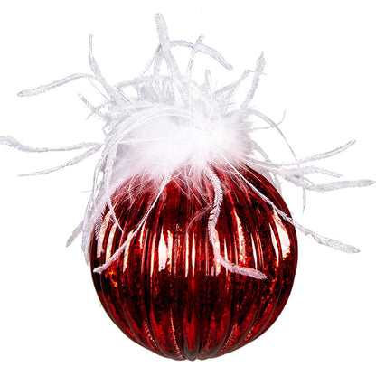 Kerstbal 4 stuks Ø 10 cm rood wit glas