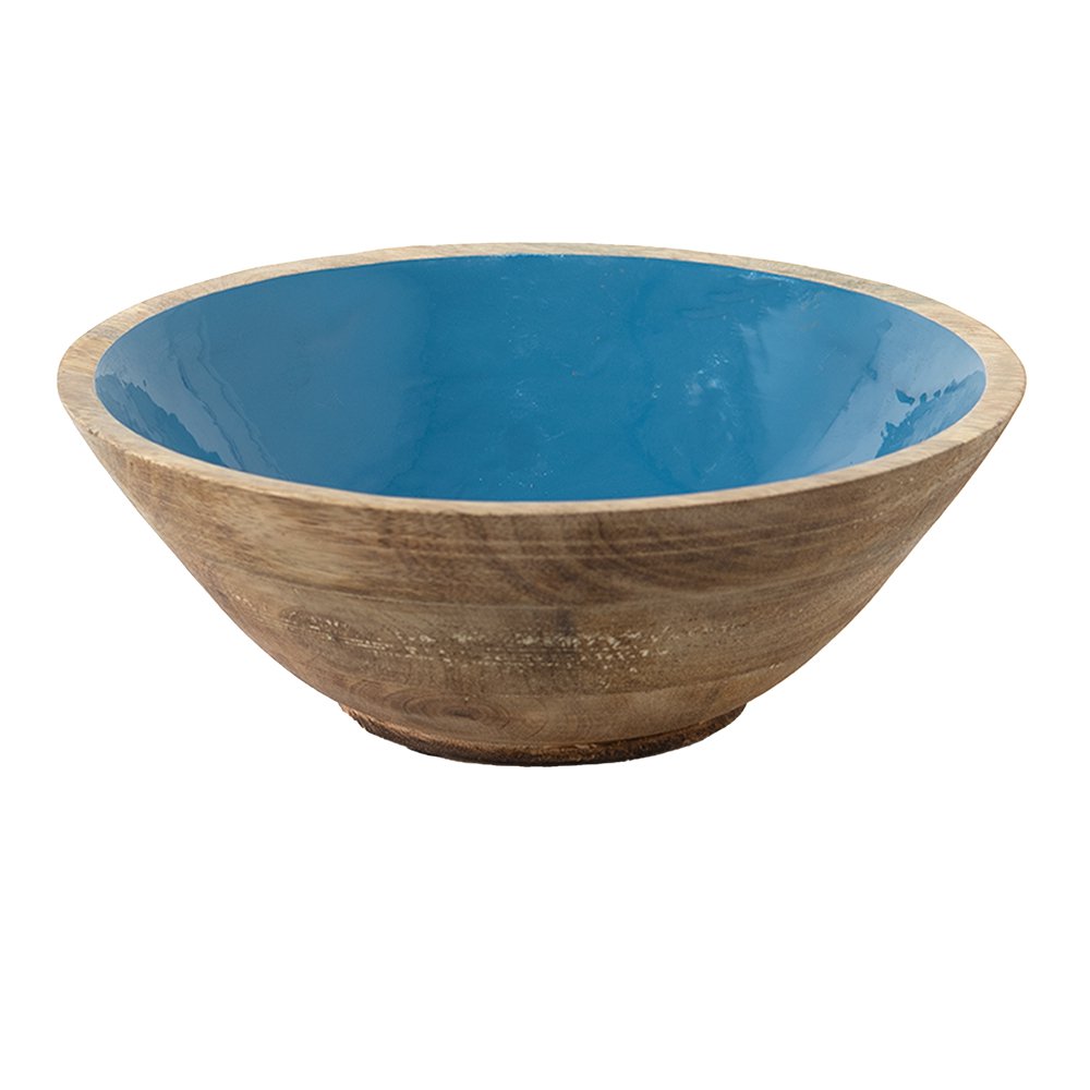 Decorschaal hout Ø 25x10 cm blauw bruin