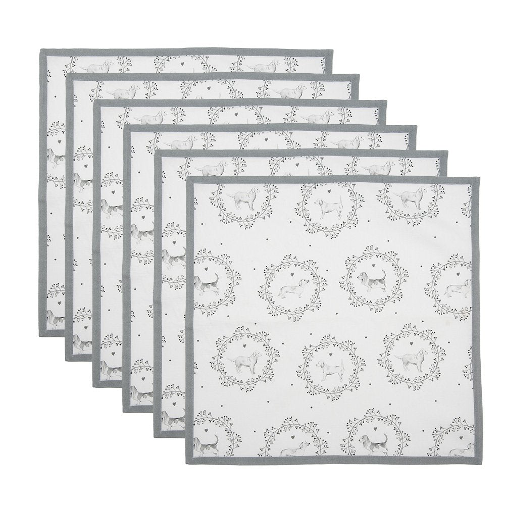 Servetten katoen set van 6 40x40 cm wit grijs