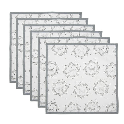 Servetten katoen set van 6 40x40 cm wit grijs
