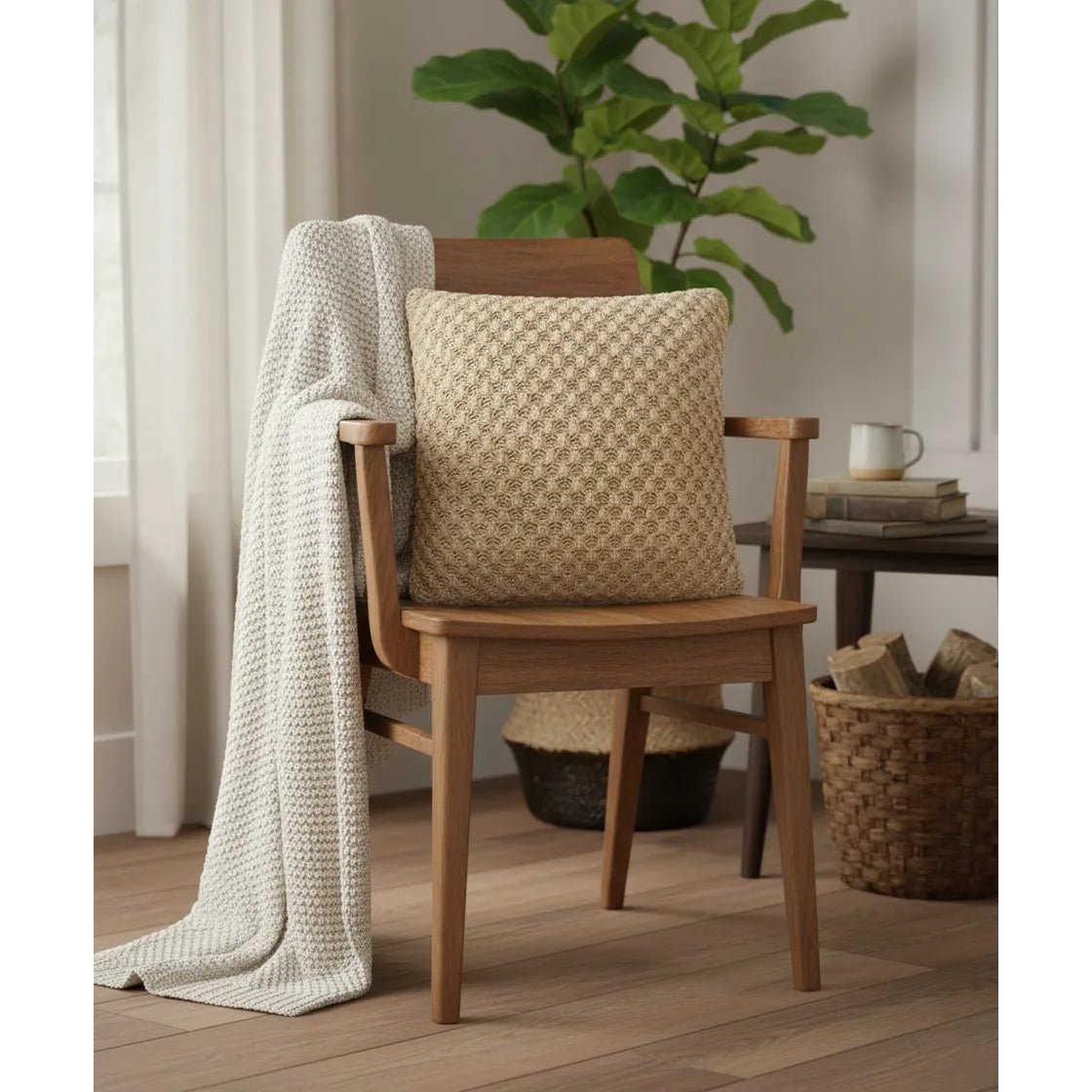 Kussenhoes 45x45 cm katoen khaki naturel