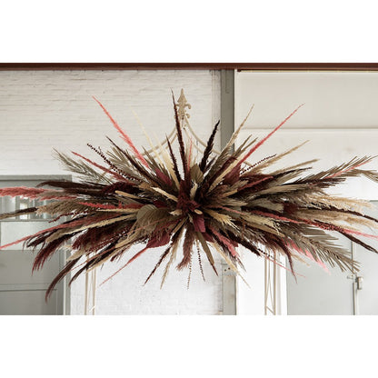 Droogboeket 100 cm rood bamboe gras