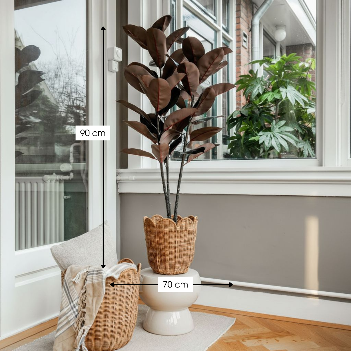 Kunstplant Rubberplant Rood