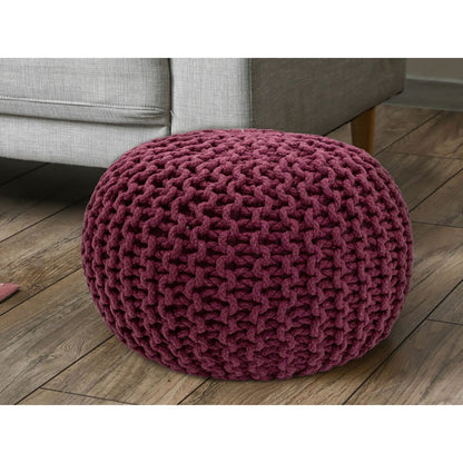 Pouf Ø 55 x 37 cm gebreid gerecycled katoen