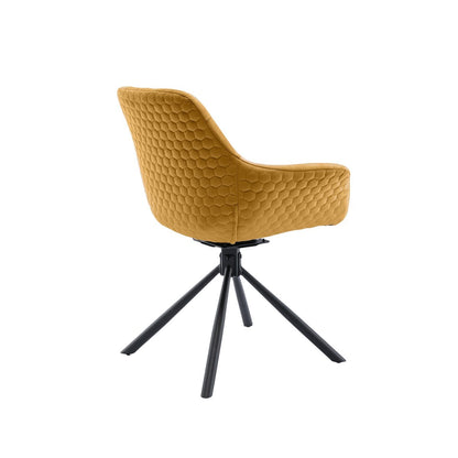 Fauteuil mosterdgeel fluweel honingraatstiksel 64x82x63 cm