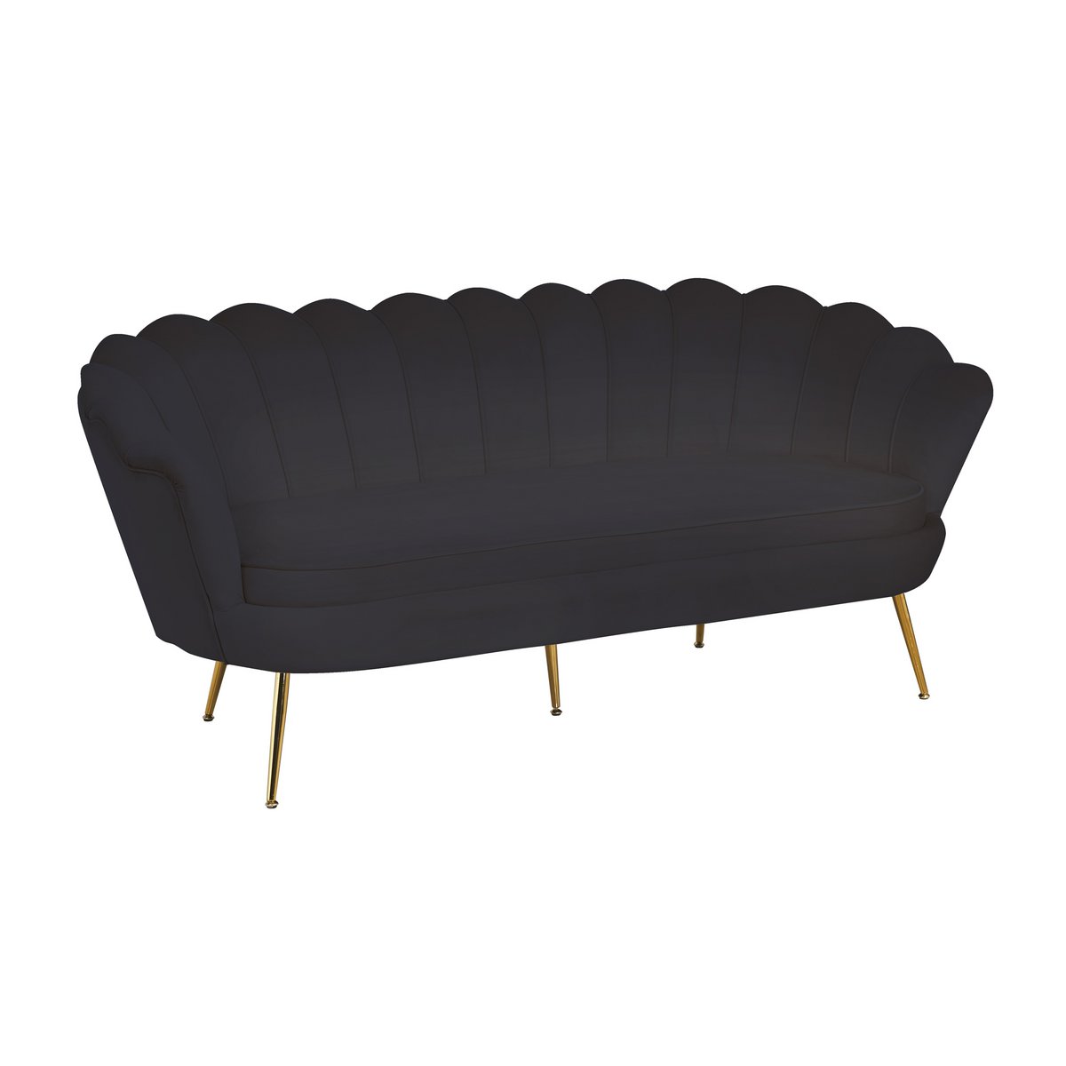 Shell 3-seater sofa in black velvet