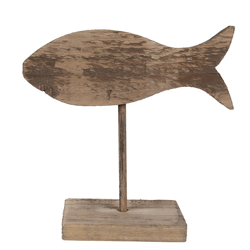 Houten visbeeld 20 cm bruin