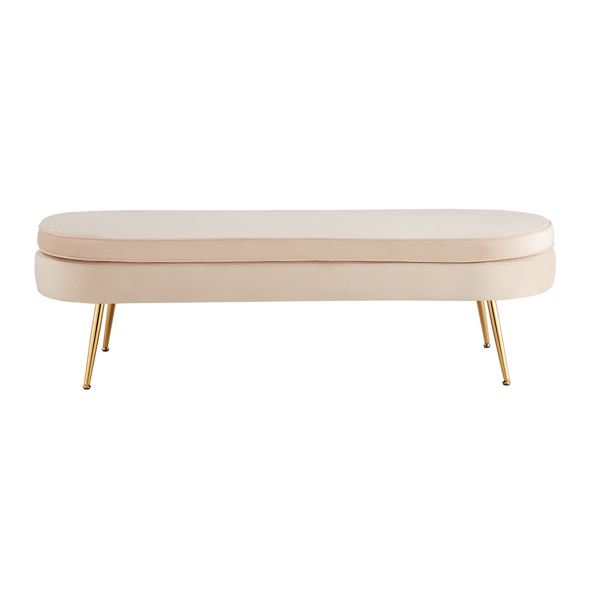 Poef ovaal 142x45x41 cm beige metaal