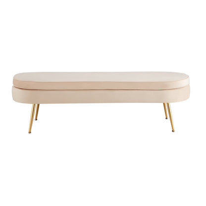 Poef ovaal 142x45x41 cm beige metaal