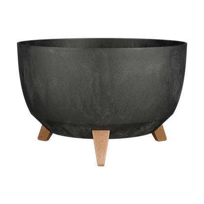 Plantenbak 40 cm rond zwart gerecycled plastic